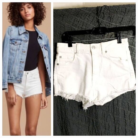 Talula White Raw Hem Short Shorts Size 27 - Picture 1 of 6
